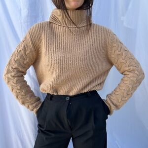 Tan Thick Turtleneck Sweater Chunky